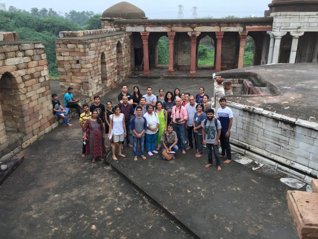 The group in the tomb's courtyard